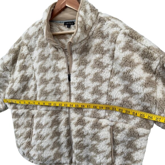 Zelos Super Soft Fleece Jacket Womens Cream Tan Houndstooth Full Zip Size XL NWD - Picture 11 of 13